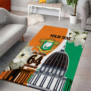 Personalized Ivory Coast Independence Day Area Rug Ornithogalum Arabicum Happy 64 Years Anniversary