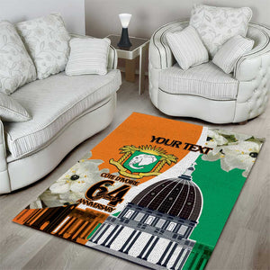 Personalized Ivory Coast Independence Day Area Rug Ornithogalum Arabicum Happy 64 Years Anniversary