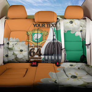 Personalized Ivory Coast Independence Day Back Car Seat Cover Ornithogalum Arabicum Happy 64 Years Anniversary