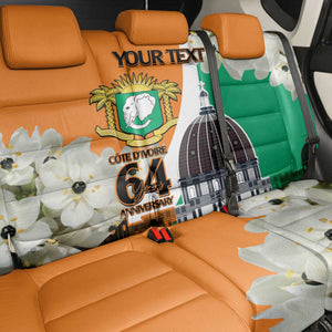 Personalized Ivory Coast Independence Day Back Car Seat Cover Ornithogalum Arabicum Happy 64 Years Anniversary