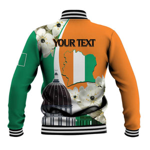 Personalized Ivory Coast Independence Day Baseball Jacket Ornithogalum Arabicum Happy 64 Years Anniversary LT14