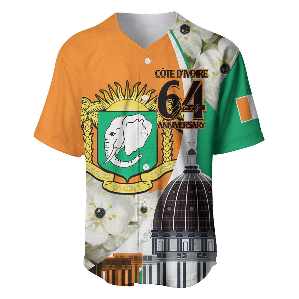 Personalized Ivory Coast Independence Day Baseball Jersey Ornithogalum Arabicum Happy 64 Years Anniversary