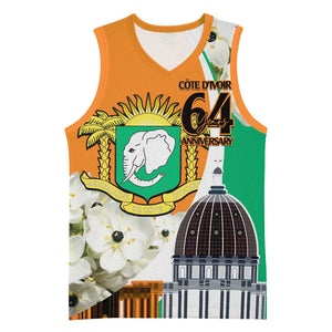 Personalized Ivory Coast Independence Day Basketball Jersey Ornithogalum Arabicum Happy 64 Years Anniversary LT14