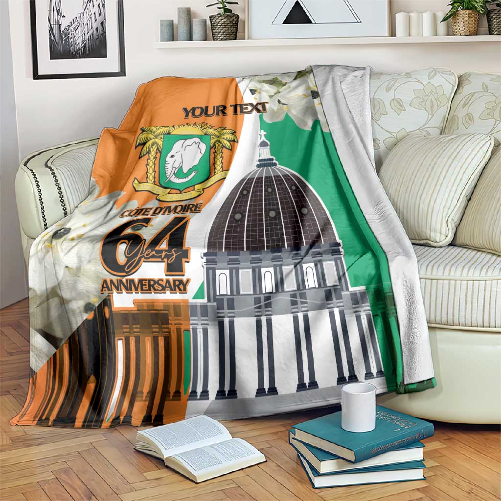 Personalized Ivory Coast Independence Day Blanket Ornithogalum Arabicum Happy 64 Years Anniversary