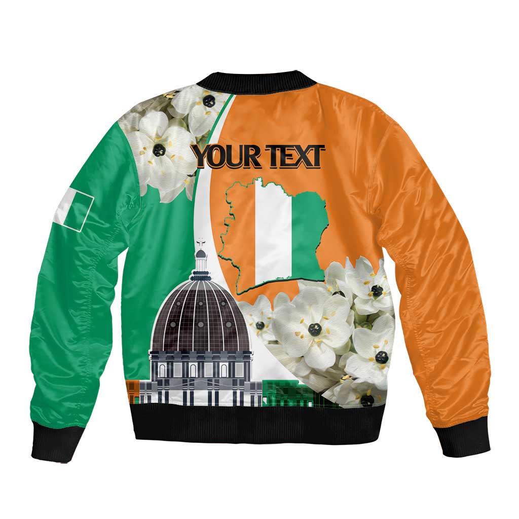 Personalized Ivory Coast Independence Day Bomber Jacket Ornithogalum Arabicum Happy 64 Years Anniversary