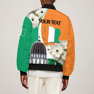 Personalized Ivory Coast Independence Day Bomber Jacket Ornithogalum Arabicum Happy 64 Years Anniversary