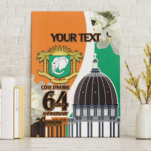 Personalized Ivory Coast Independence Day Canvas Wall Art Ornithogalum Arabicum Happy 64 Years Anniversary