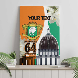 Personalized Ivory Coast Independence Day Canvas Wall Art Ornithogalum Arabicum Happy 64 Years Anniversary