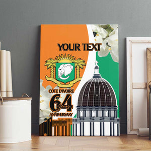 Personalized Ivory Coast Independence Day Canvas Wall Art Ornithogalum Arabicum Happy 64 Years Anniversary