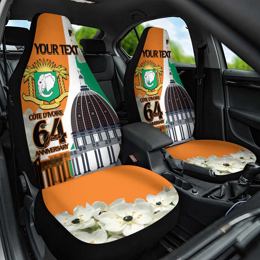 Personalized Ivory Coast Independence Day Car Seat Cover Ornithogalum Arabicum Happy 64 Years Anniversary