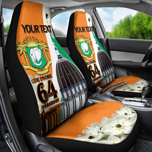 Personalized Ivory Coast Independence Day Car Seat Cover Ornithogalum Arabicum Happy 64 Years Anniversary