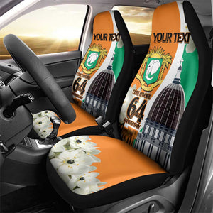 Personalized Ivory Coast Independence Day Car Seat Cover Ornithogalum Arabicum Happy 64 Years Anniversary