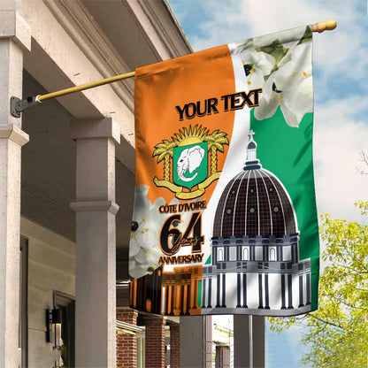 Personalized Ivory Coast Independence Day Garden Flag Ornithogalum Arabicum Happy 64 Years Anniversary