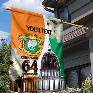 Personalized Ivory Coast Independence Day Garden Flag Ornithogalum Arabicum Happy 64 Years Anniversary