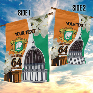 Personalized Ivory Coast Independence Day Garden Flag Ornithogalum Arabicum Happy 64 Years Anniversary