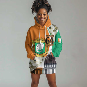 Personalized Ivory Coast Independence Day Hoodie Dress Ornithogalum Arabicum Happy 64 Years Anniversary