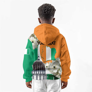 Personalized Ivory Coast Independence Day Kid Hoodie Ornithogalum Arabicum Happy 64 Years Anniversary