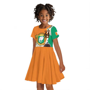 Personalized Ivory Coast Independence Day Kid Short Sleeve Dress Ornithogalum Arabicum Happy 64 Years Anniversary