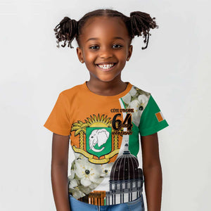 Personalized Ivory Coast Independence Day Kid T shirt Ornithogalum Arabicum Happy 64 Years Anniversary