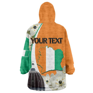 Personalized Ivory Coast Independence Day KId Wearable Blanket Hoodie Ornithogalum Arabicum Happy 64 Years Anniversary