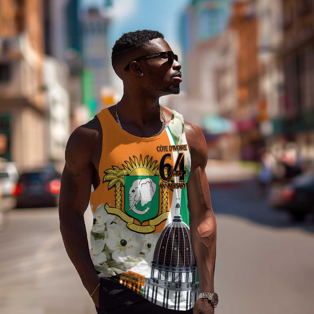 Personalized Ivory Coast Independence Day Men Tank Top Ornithogalum Arabicum Happy 64 Years Anniversary