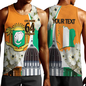 Personalized Ivory Coast Independence Day Men Tank Top Ornithogalum Arabicum Happy 64 Years Anniversary