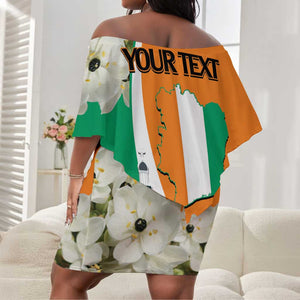 Personalized Ivory Coast Independence Day Off Shoulder Short Dress Ornithogalum Arabicum Happy 64 Years Anniversary LT14