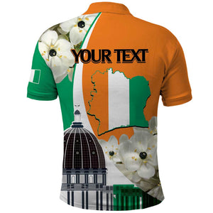 Personalized Ivory Coast Independence Day Polo Shirt Ornithogalum Arabicum Happy 64 Years Anniversary