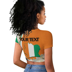 Personalized Ivory Coast Independence Day Raglan Cropped T shirt Ornithogalum Arabicum Happy 64 Years Anniversary