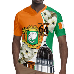 Personalized Ivory Coast Independence Day Rugby Jersey Ornithogalum Arabicum Happy 64 Years Anniversary