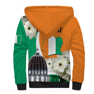 Personalized Ivory Coast Independence Day Sherpa Hoodie Ornithogalum Arabicum Happy 64 Years Anniversary