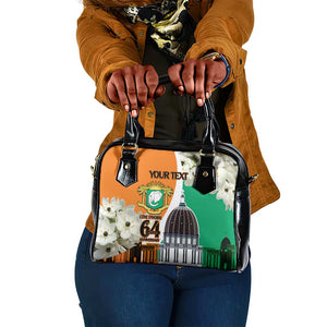 Personalized Ivory Coast Independence Day Shoulder Handbag Ornithogalum Arabicum Happy 64 Years Anniversary