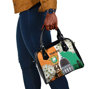 Personalized Ivory Coast Independence Day Shoulder Handbag Ornithogalum Arabicum Happy 64 Years Anniversary