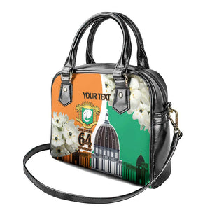 Personalized Ivory Coast Independence Day Shoulder Handbag Ornithogalum Arabicum Happy 64 Years Anniversary