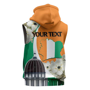 Personalized Ivory Coast Independence Day Sleeveless Hoodie Ornithogalum Arabicum Happy 64 Years Anniversary - African Pride