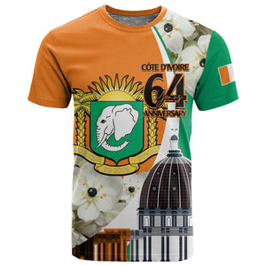 Personalized Ivory Coast Independence Day T shirt Ornithogalum Arabicum Happy 64 Years Anniversary