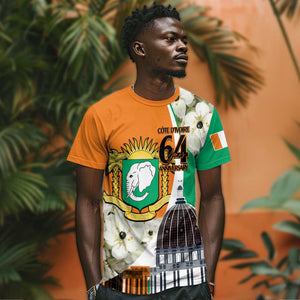 Personalized Ivory Coast Independence Day T shirt Ornithogalum Arabicum Happy 64 Years Anniversary