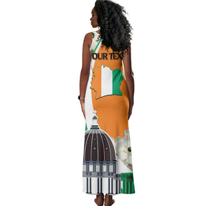 Personalized Ivory Coast Independence Day Tank Maxi Dress Ornithogalum Arabicum Happy 64 Years Anniversary