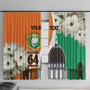 Personalized Ivory Coast Independence Day Window Curtain Ornithogalum Arabicum Happy 64 Years Anniversary