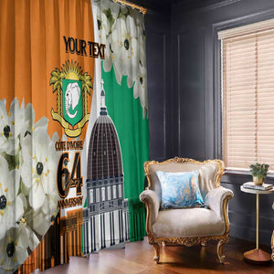 Personalized Ivory Coast Independence Day Window Curtain Ornithogalum Arabicum Happy 64 Years Anniversary