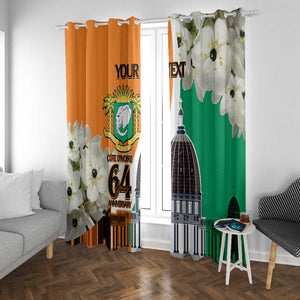 Personalized Ivory Coast Independence Day Window Curtain Ornithogalum Arabicum Happy 64 Years Anniversary