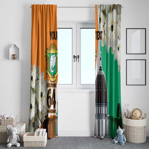 Personalized Ivory Coast Independence Day Window Curtain Ornithogalum Arabicum Happy 64 Years Anniversary