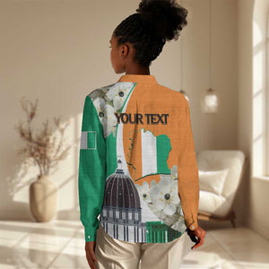 Personalized Ivory Coast Independence Day Women Casual Shirt Ornithogalum Arabicum Happy 64 Years Anniversary