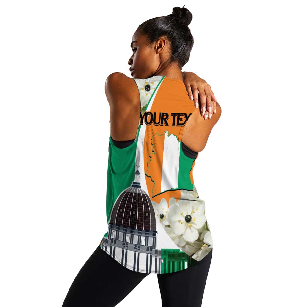 Personalized Ivory Coast Independence Day Women Racerback Tank Ornithogalum Arabicum Happy 64 Years Anniversary