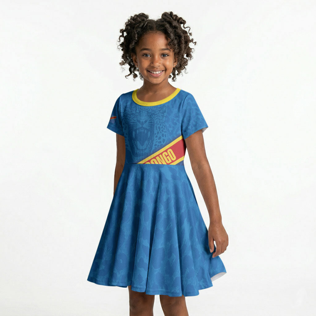 DR Congo Basketball Custom Kid Short Sleeve Dress 2026 Go Leopards