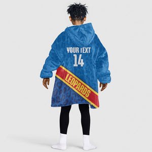 DR Congo Basketball Custom Kid Wearable Blanket Hoodie 2026 Go Leopards