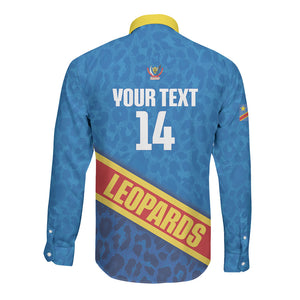DR Congo Basketball Custom Long Sleeve Button Shirt 2026 Go Leopards