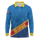 DR Congo Basketball Custom Long Sleeve Polo Shirt 2026 Go Leopards