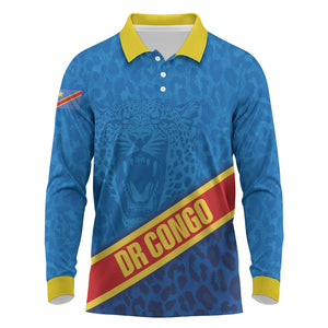 DR Congo Basketball Custom Long Sleeve Polo Shirt 2026 Go Leopards