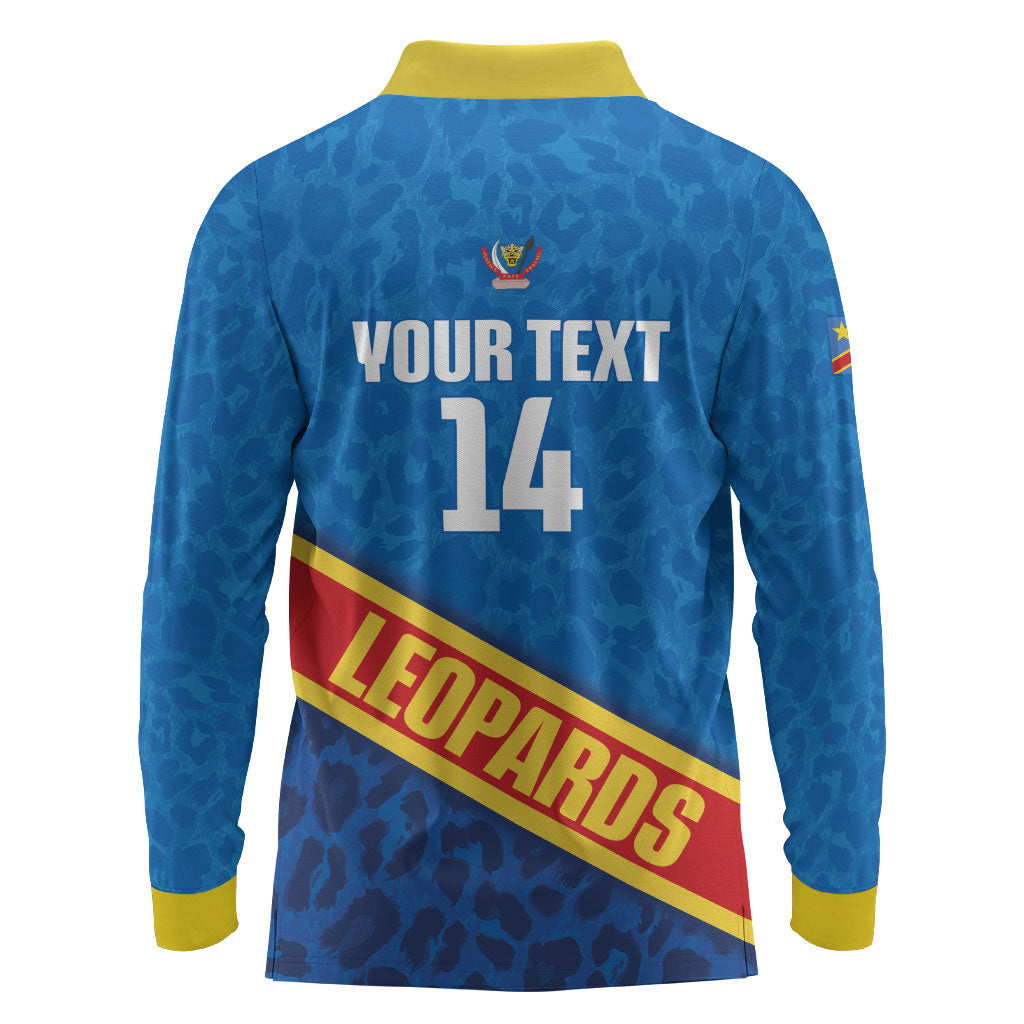 DR Congo Basketball Custom Long Sleeve Polo Shirt 2026 Go Leopards